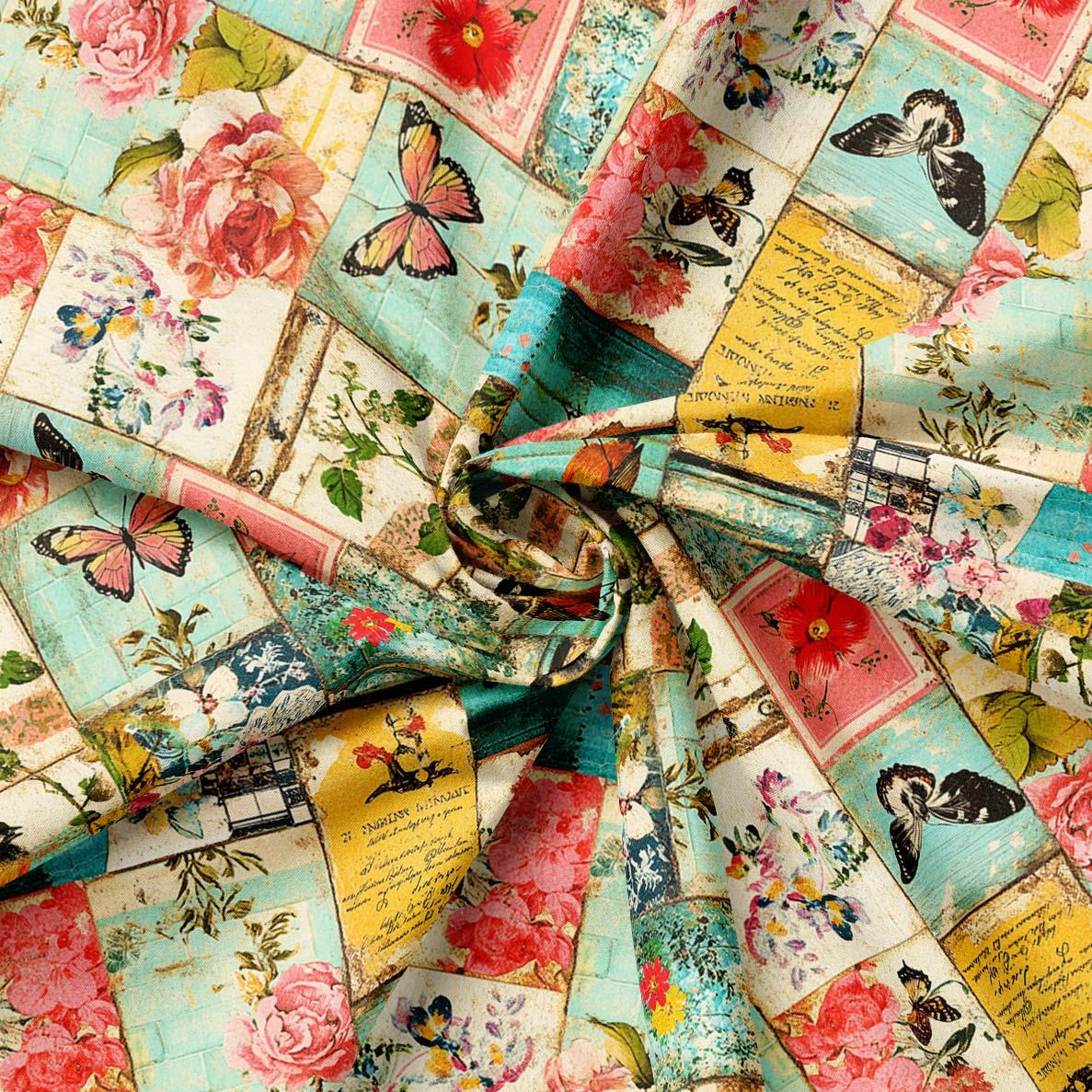 Pembe Düşler Patchwork Desenli Kumaş