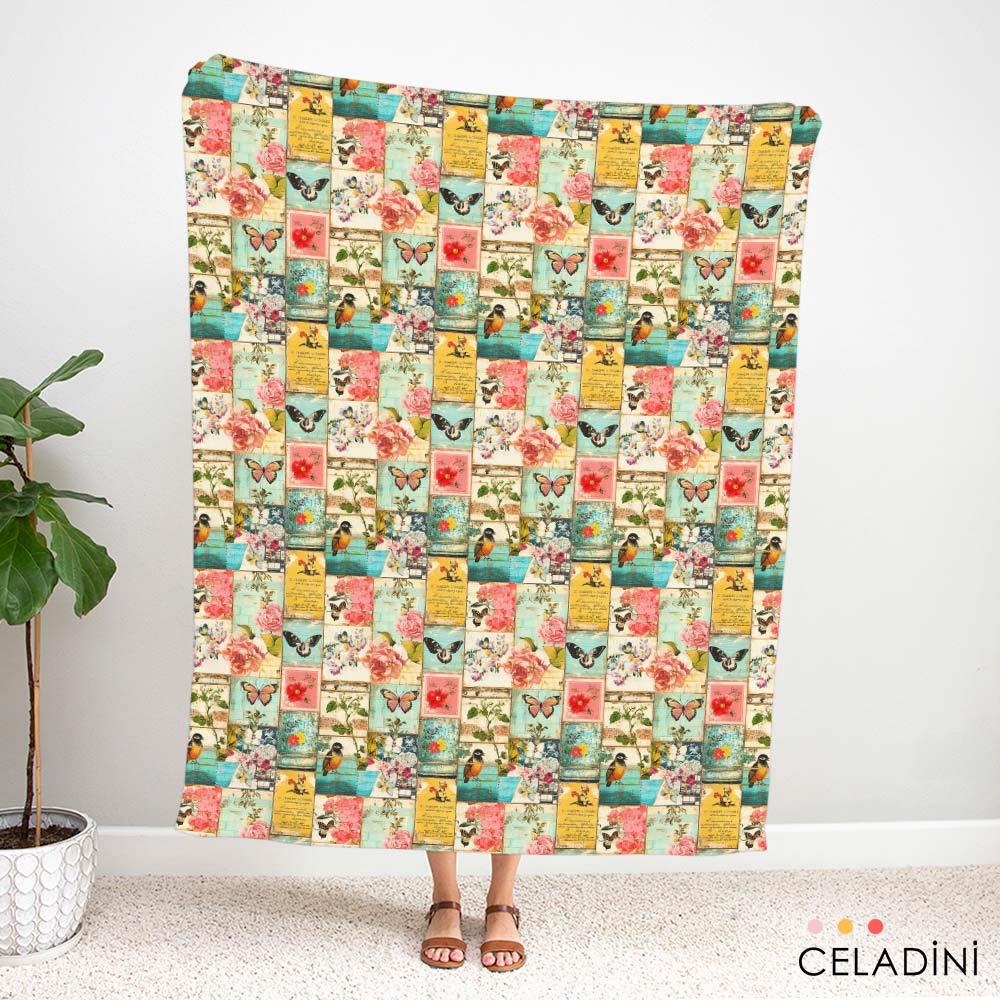 Pembe Düşler Patchwork Desenli Kumaş