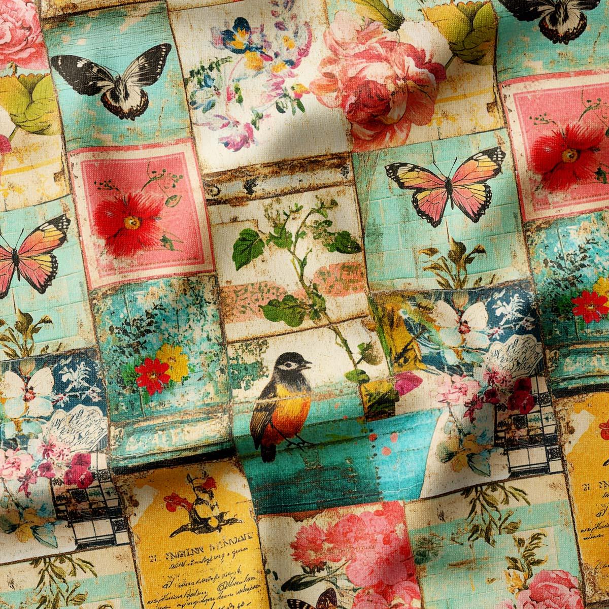 Pembe Düşler Patchwork Desenli Kumaş