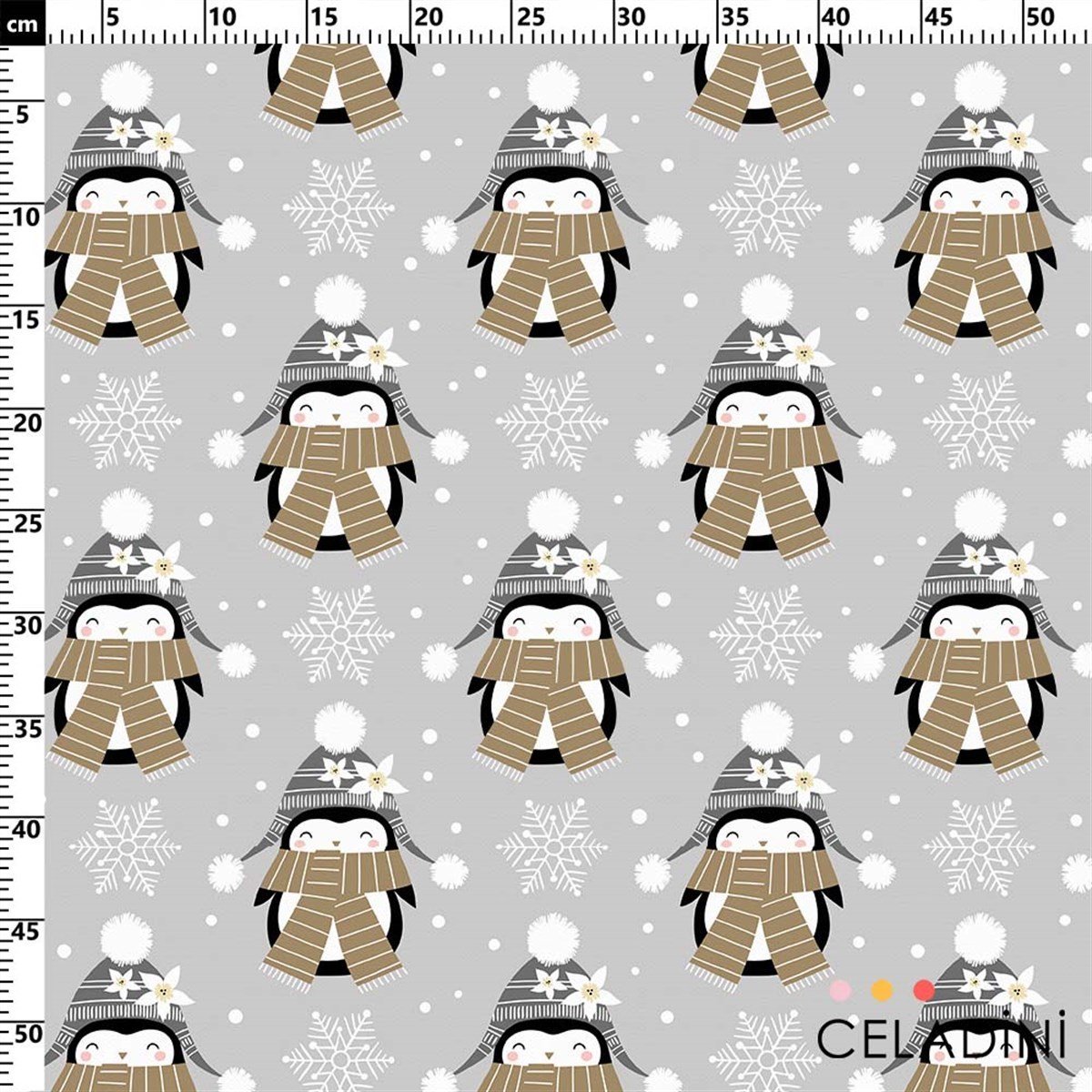 Penguen Desenli Yılbaşı Kumaş