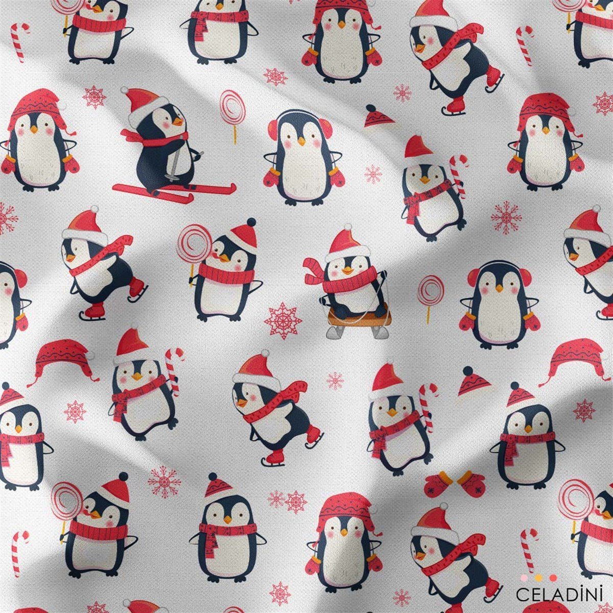 Penguenler Desenli Kumaş