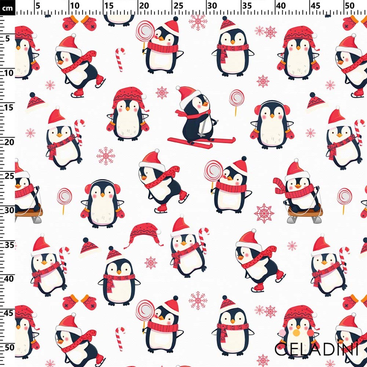 Penguenler Desenli Kumaş