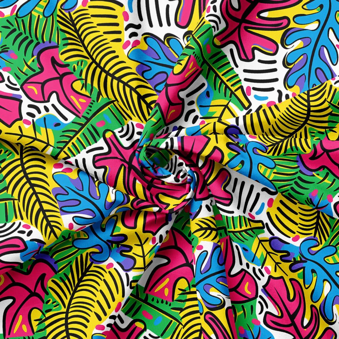Pop Art Çılgın Yapraklar Desenli Kumaş