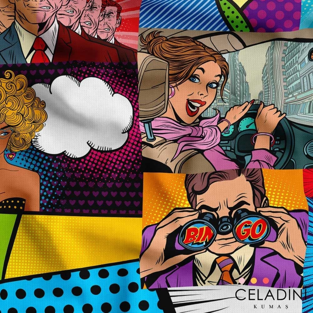 Pop Art Desenli Kumaş