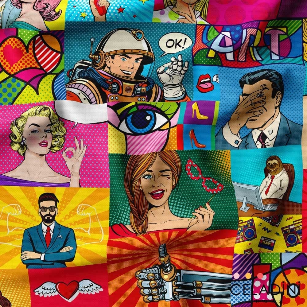 Pop Art Desenli Kumaş