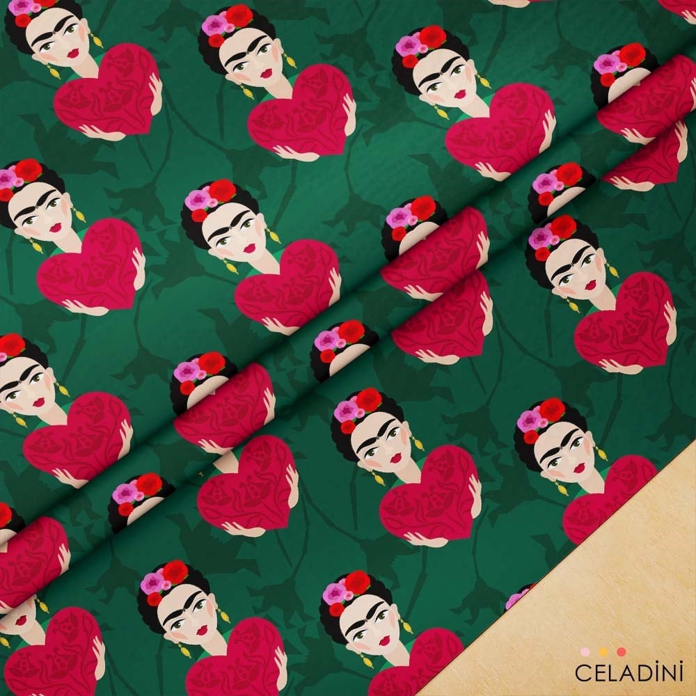 Pop Art Kalpli Frida Kahlo Desenli Kumaş