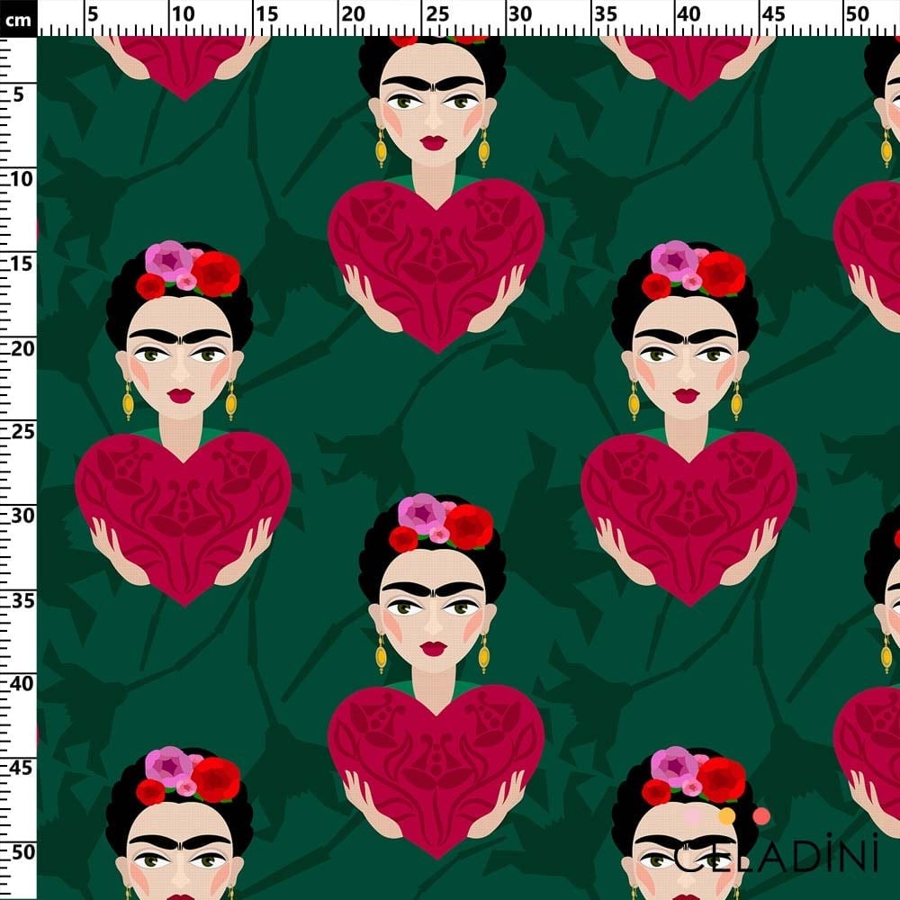 Pop Art Kalpli Frida Kahlo Desenli Kumaş