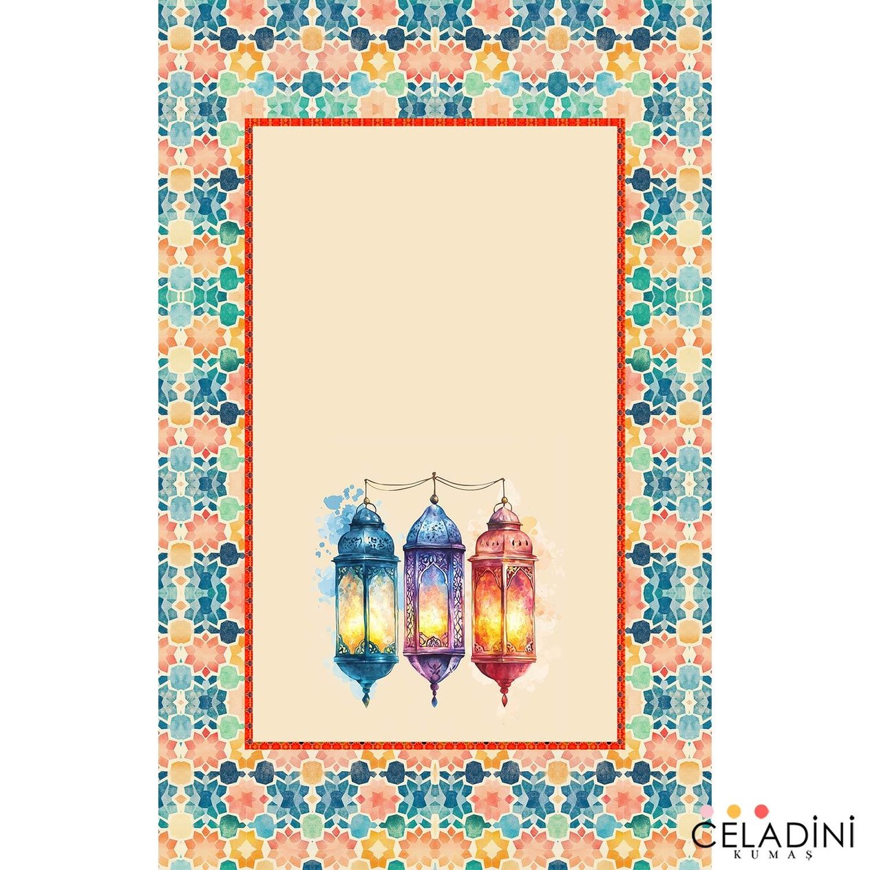 Ramazan Serisi Geometrik Desenli Fırın Örtüsü Kumaşı