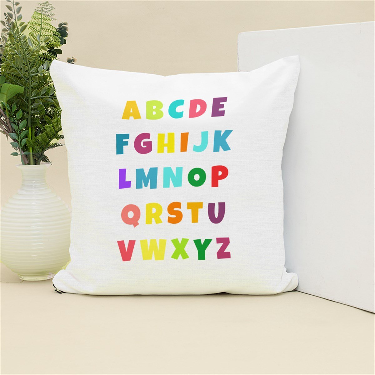 Renkli Alfabe Çocuk Odası Kırlent Kumaşı