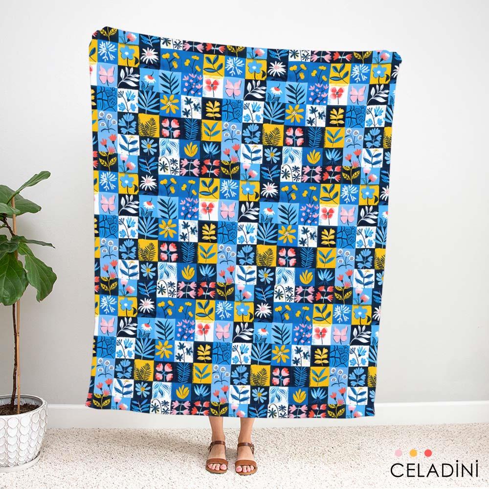 Retro Patchwork Desenli Kumaş