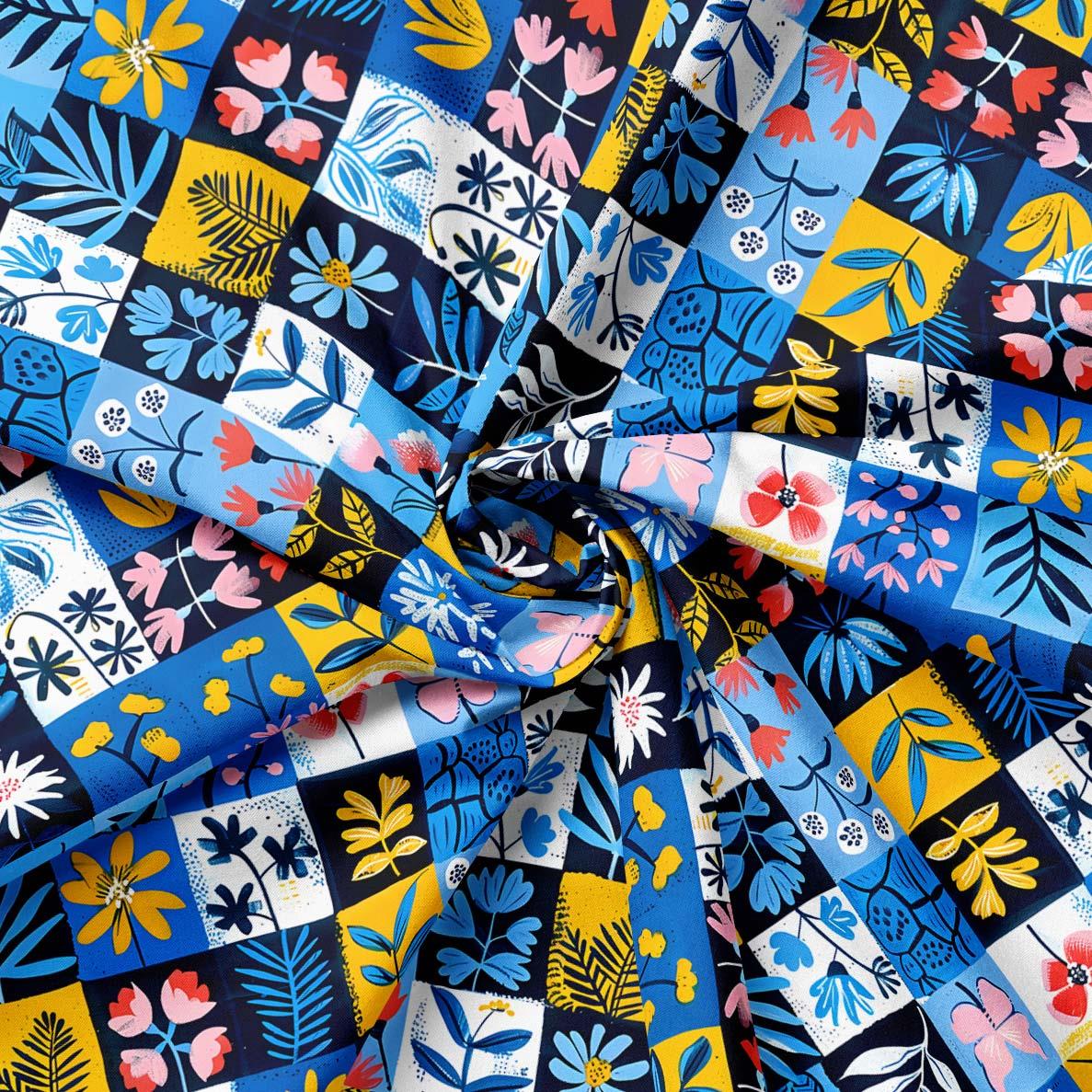 Retro Patchwork Desenli Kumaş