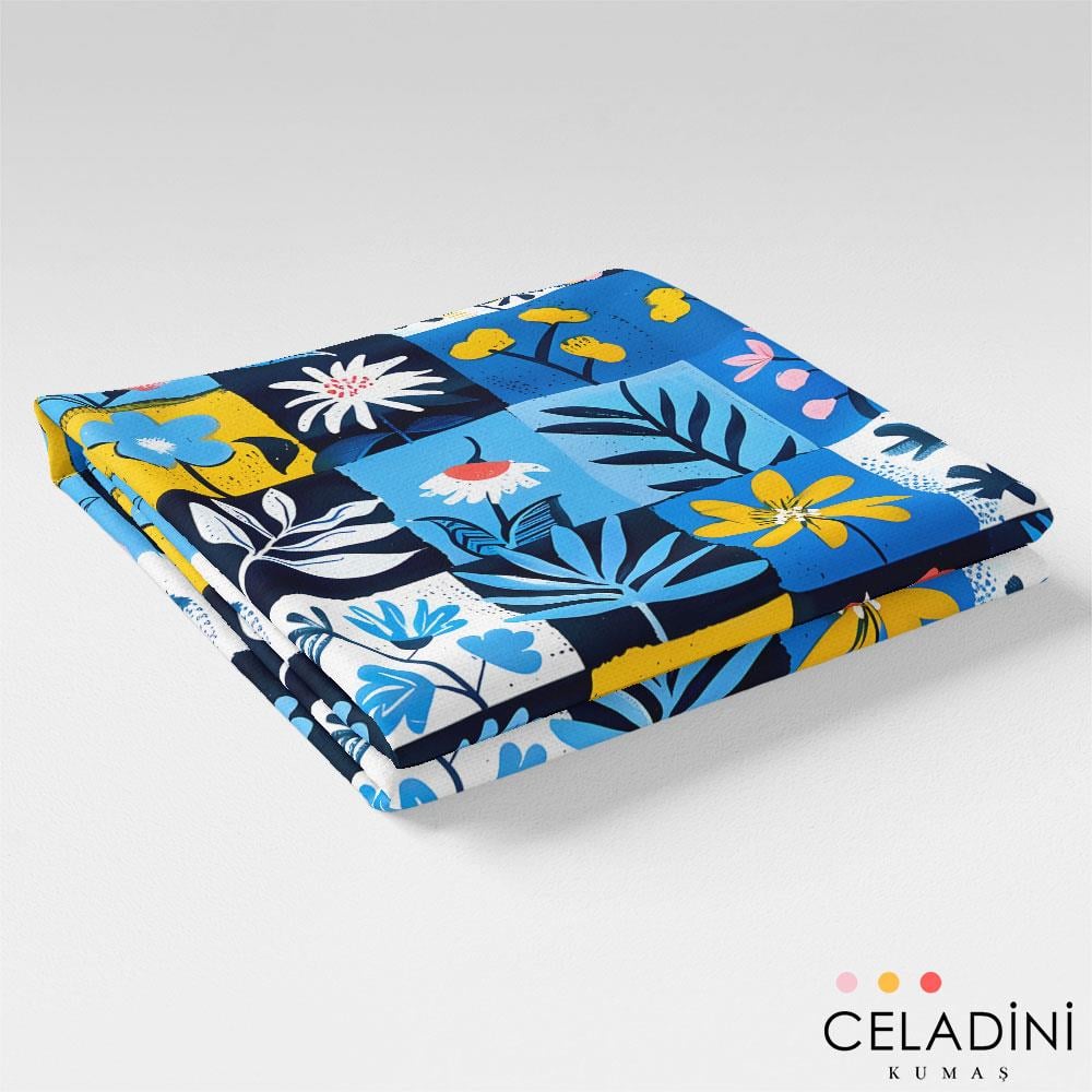 Retro Patchwork Desenli Kumaş