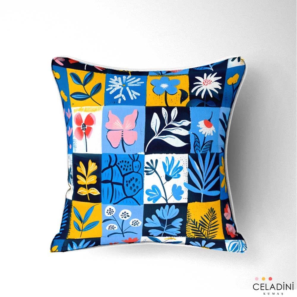 Retro Patchwork Desenli Kumaş