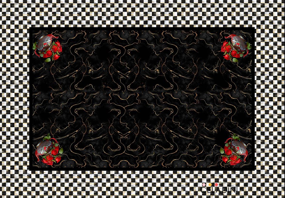 Rose Serisi Damalı Masa Örtüsü Kumaşı 140x200 cm