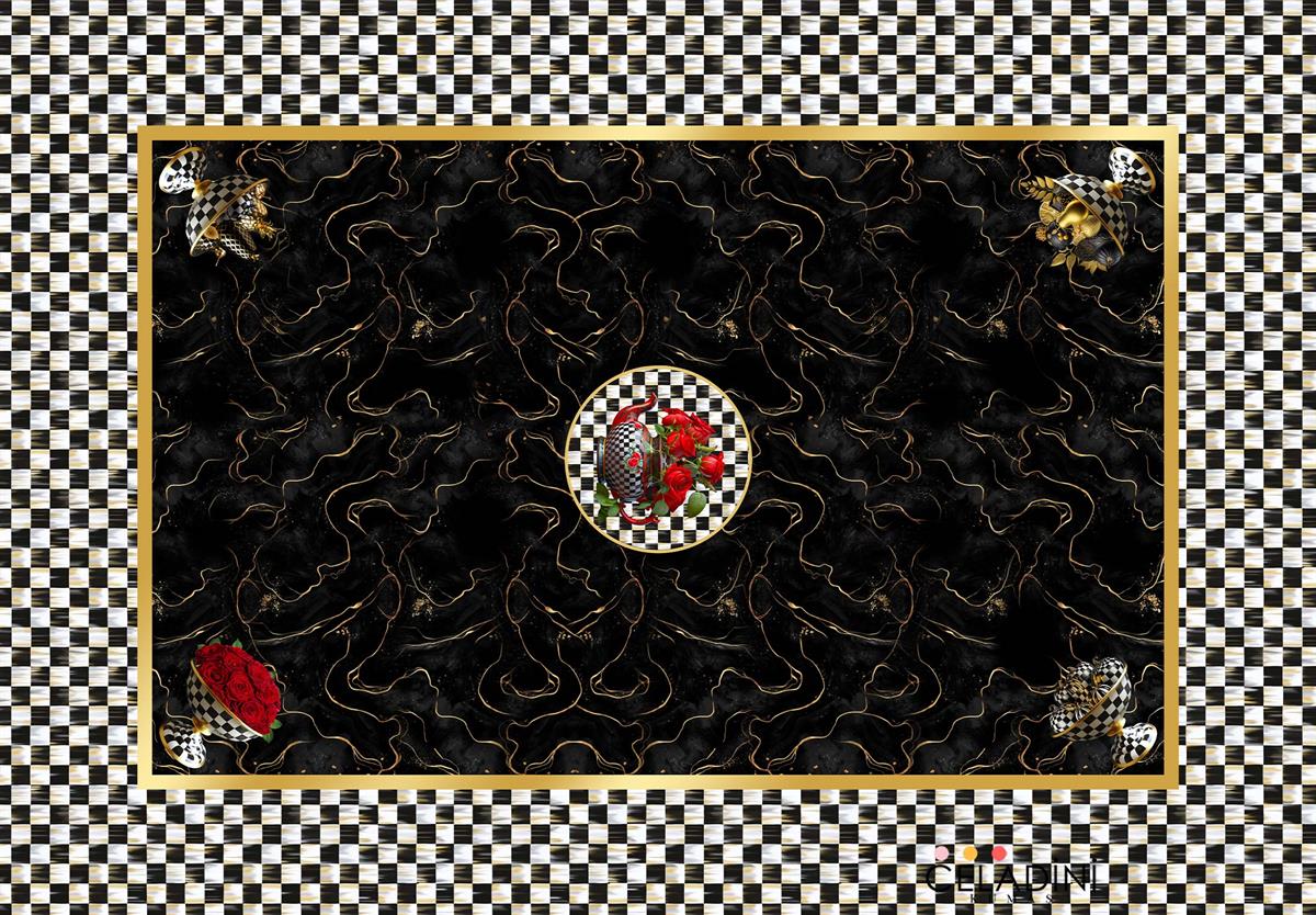 Rose Serisi Damalı Masa Örtüsü Kumaşı 140x200 cm