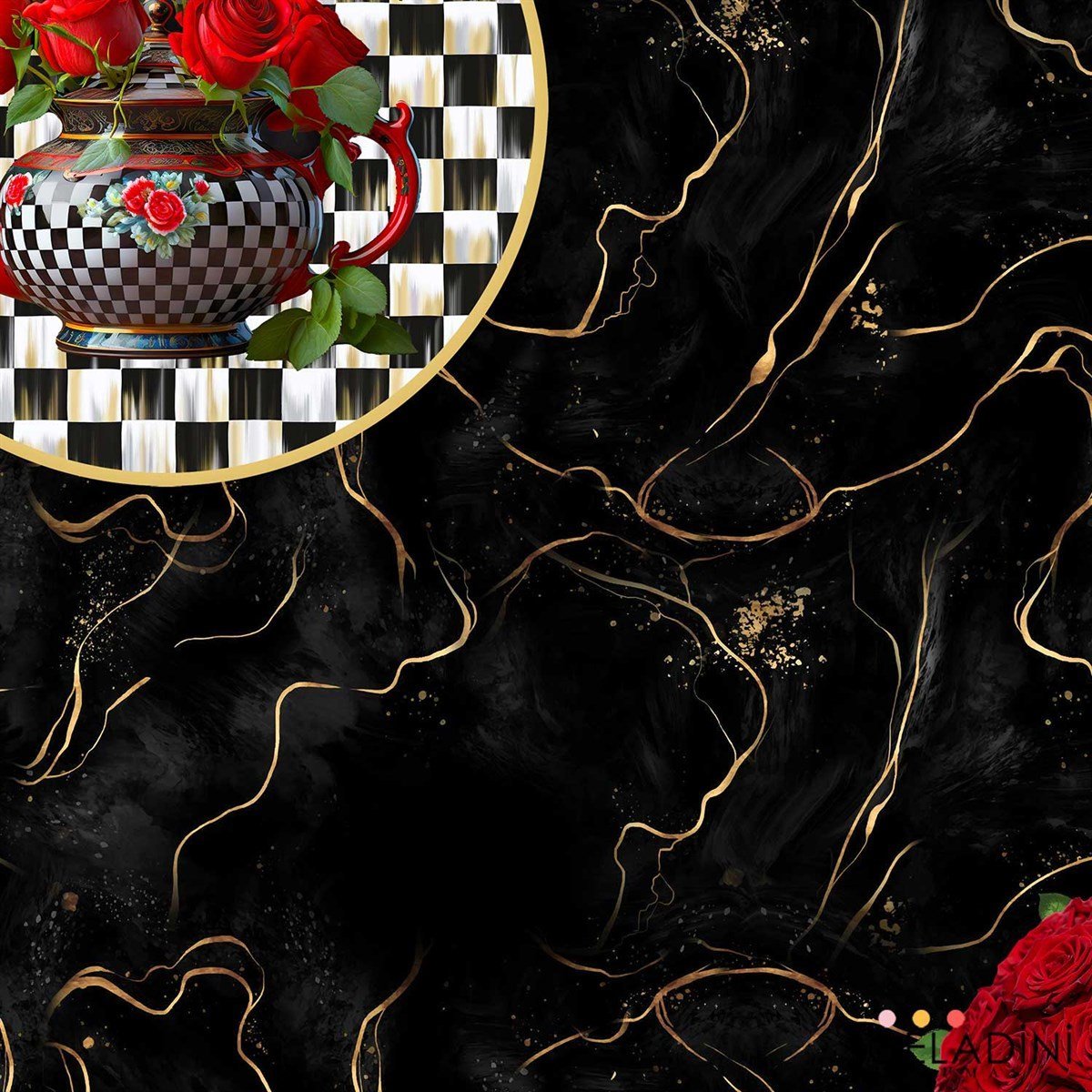 Rose Serisi Damalı Masa Örtüsü Kumaşı 140x140cm