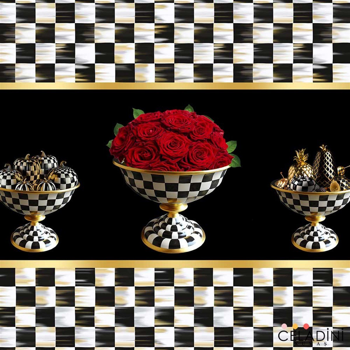 Rose Serisi Damalı Runner Kumaşı Model-5
