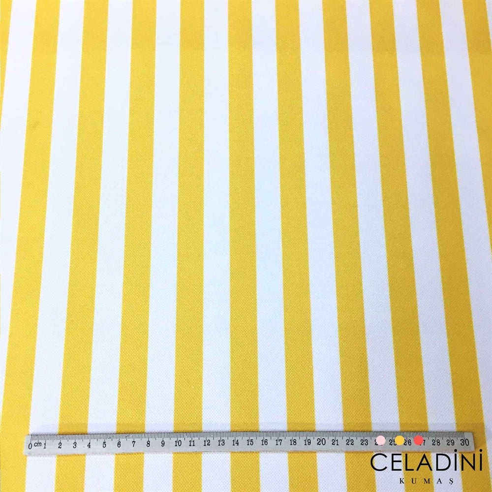 Sarı Beyaz 2x2 cm İnce Çizgili Kumaş