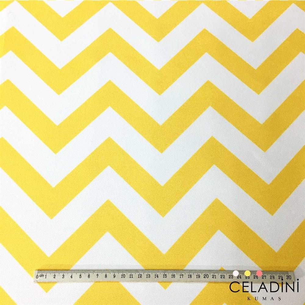 Sarı Beyaz Zigzag (Chevron) Kumaş