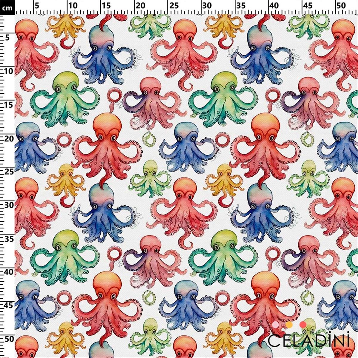 Şaşkın Ahtapotlar Desenli Kumaş