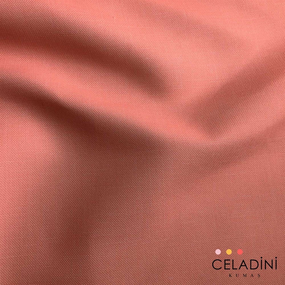 Şeker Pembe Keten Efektli Düz Renk Kumaş