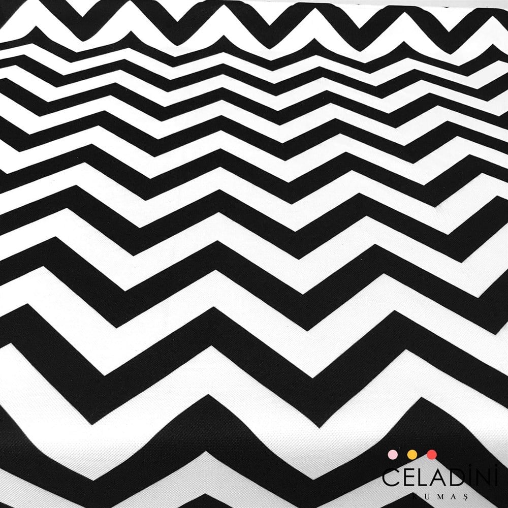 Siyah Beyaz Zigzag (Chevron) Kumaş