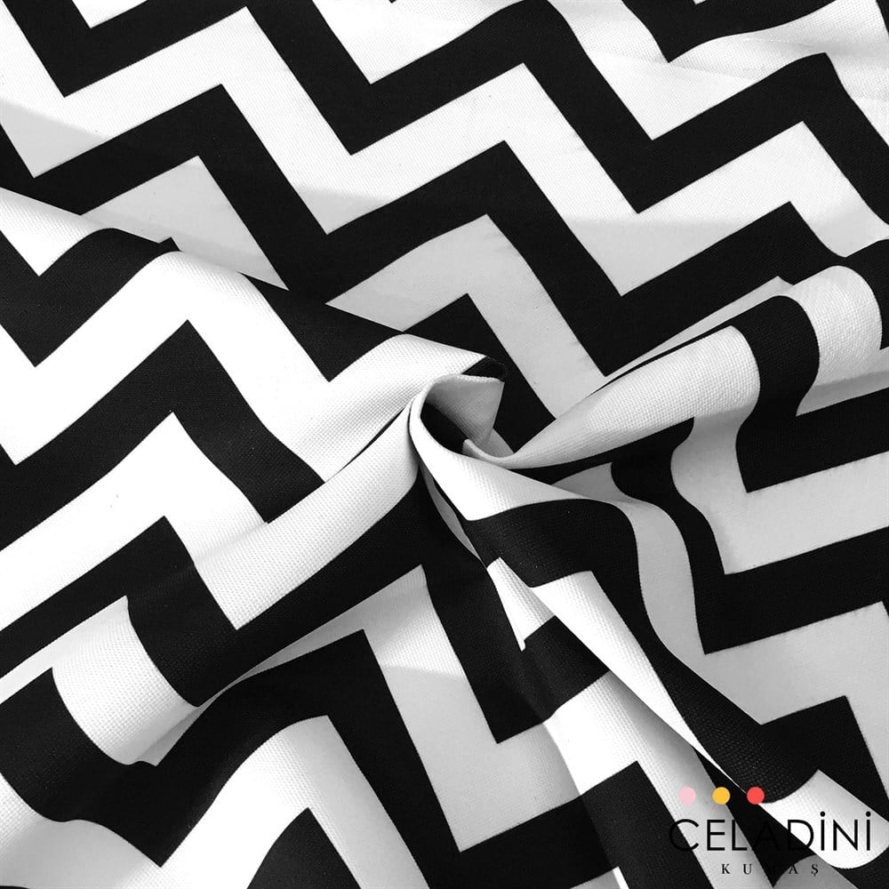 Siyah Beyaz Zigzag (Chevron) Kumaş