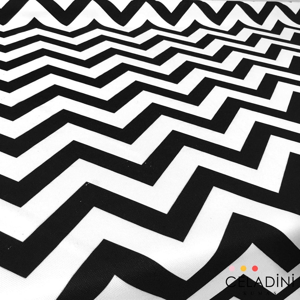 Siyah Beyaz Zigzag (Chevron) Kumaş