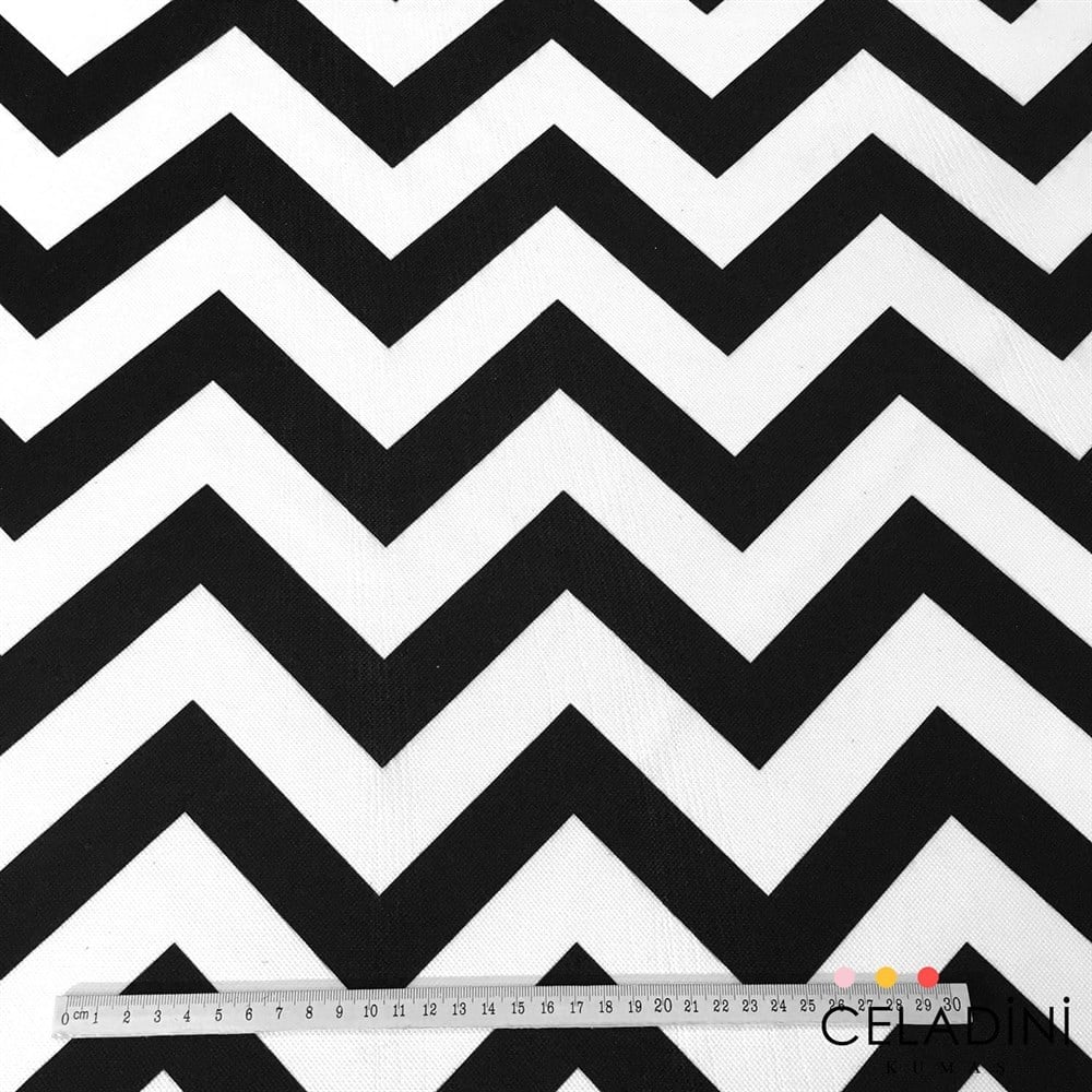 Siyah Beyaz Zigzag (Chevron) Kumaş