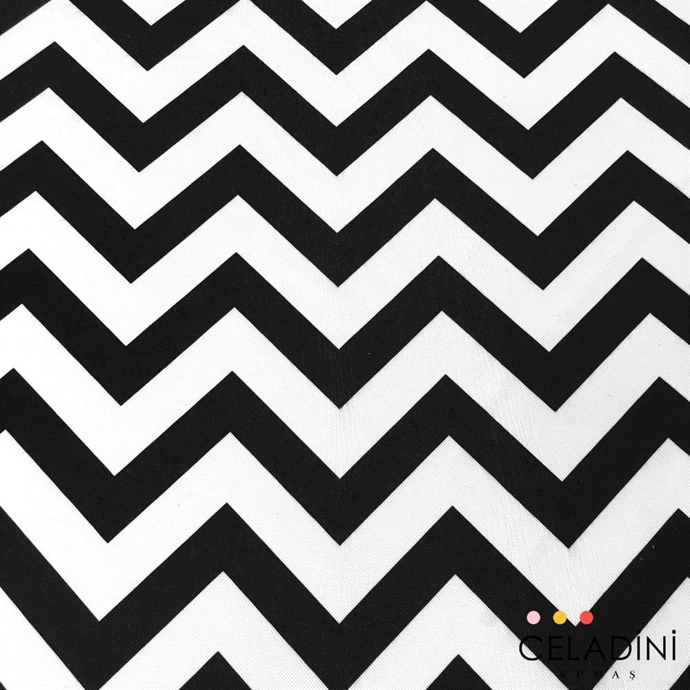 Siyah Beyaz Zigzag (Chevron) Kumaş