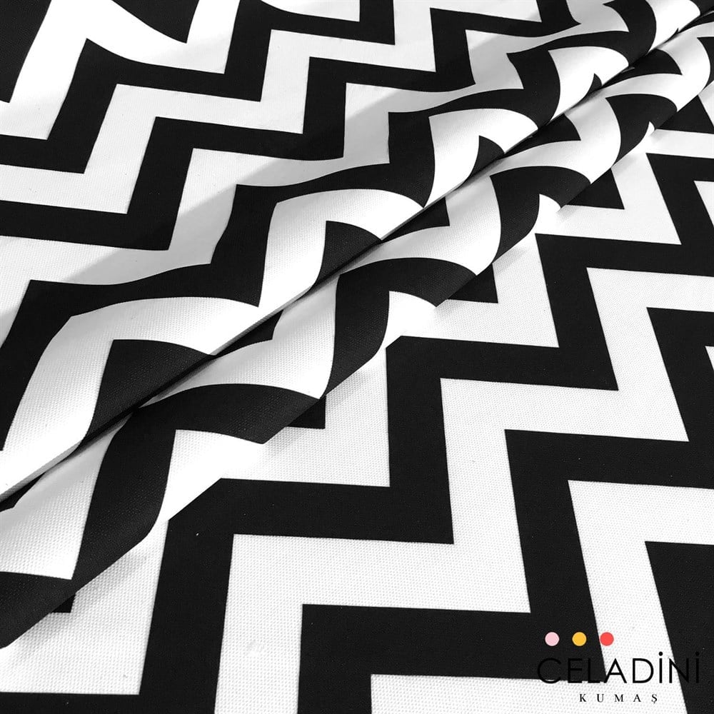Siyah Beyaz Zigzag (Chevron) Kumaş