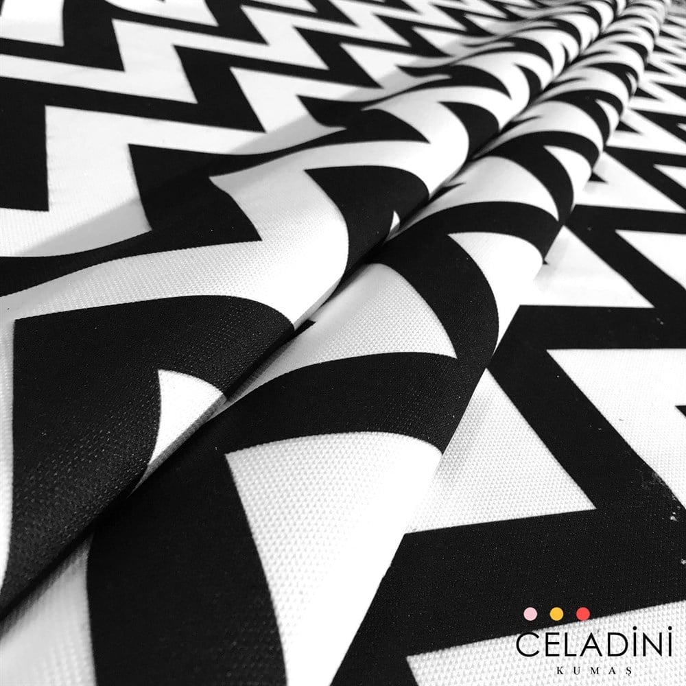 Siyah Beyaz Zigzag (Chevron) Kumaş