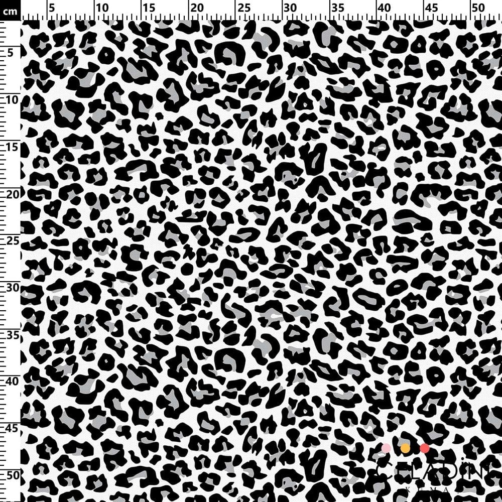 Siyah Gri Leopar Desenli Kumaş
