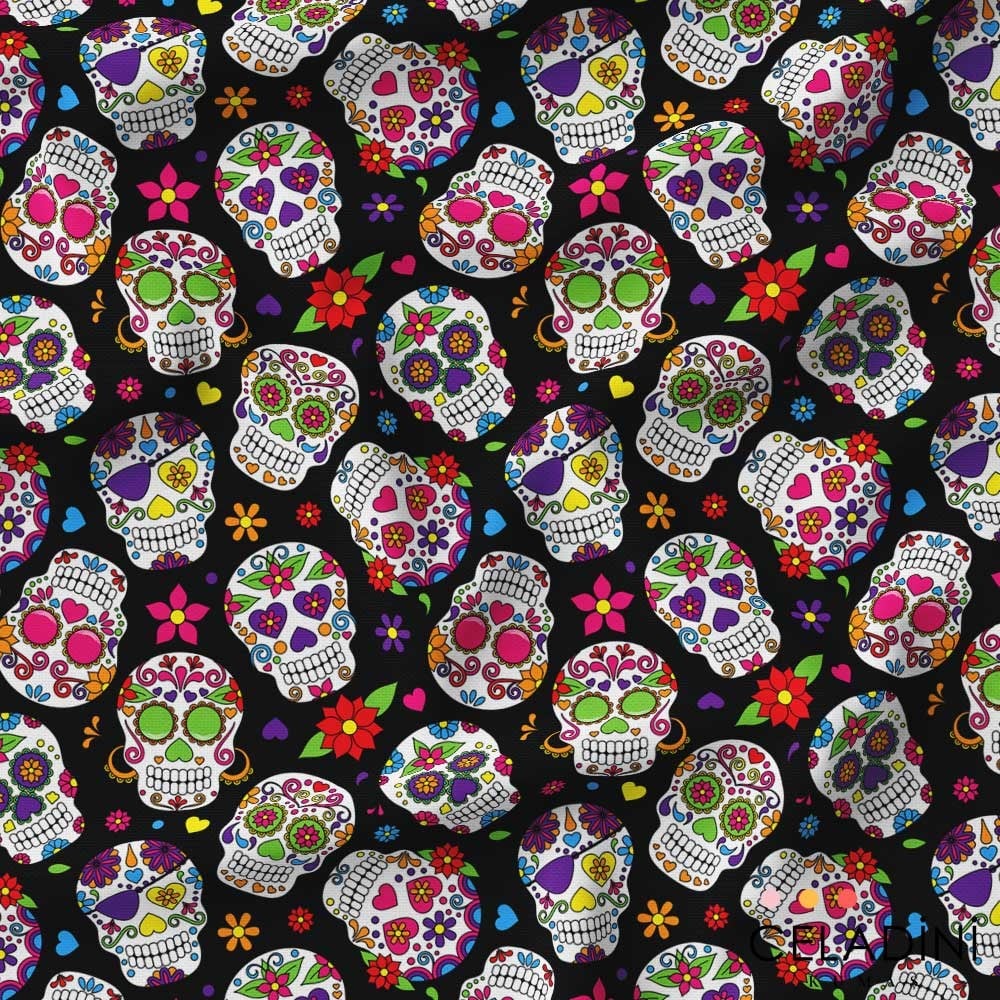 Siyah Skullcandy Pop Art Desenli Kumaş
