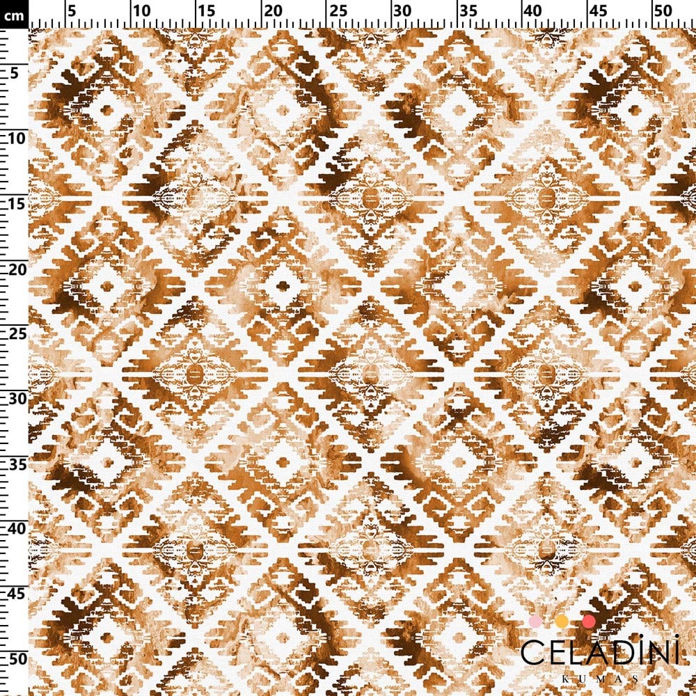 Sulu Boya Kilim Baklava Desenli Kumaş