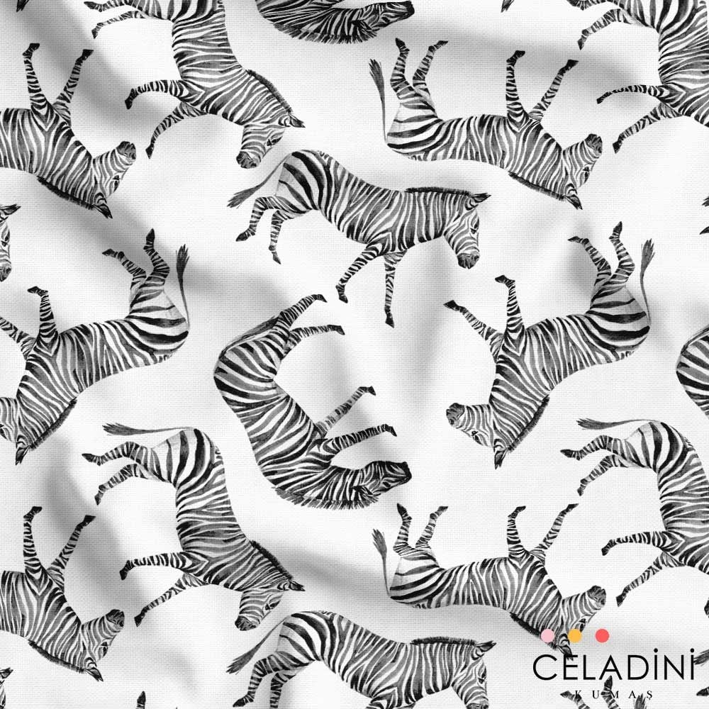 Sulu Boya Zebra Desenli Kumaş