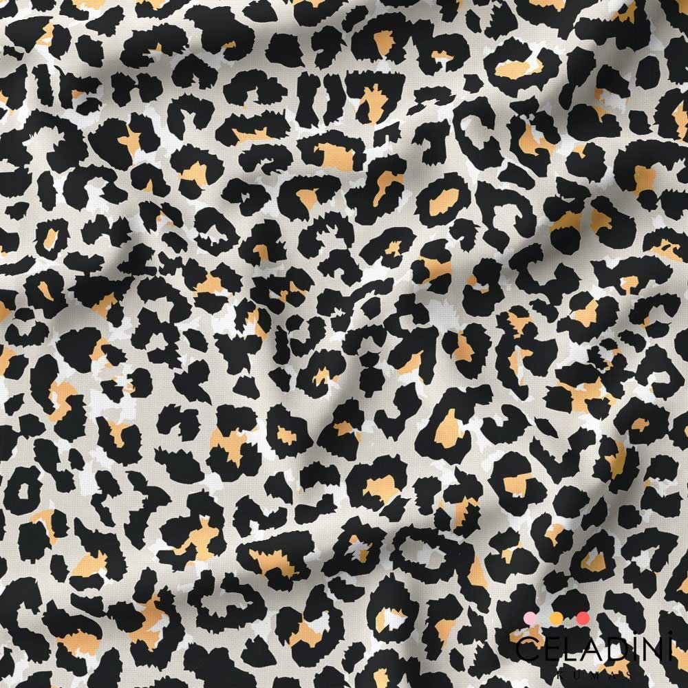 Taba Gri Leopar Desenli Kumaş