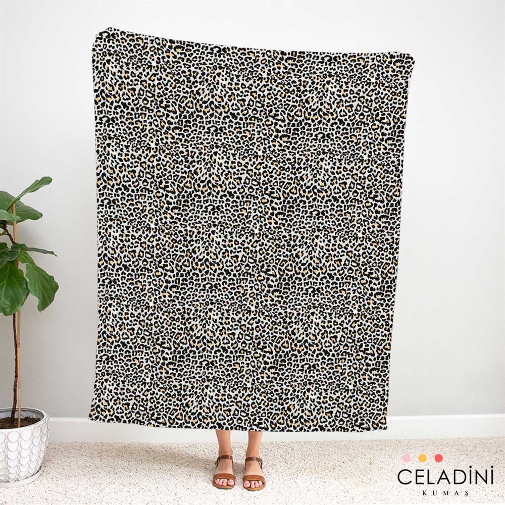 Taba Gri Leopar Desenli Kumaş