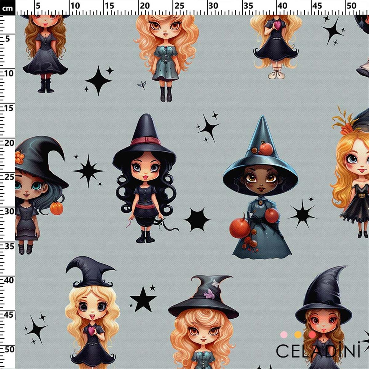Tatlı Cadılar - Halloween Desenli Kumaş