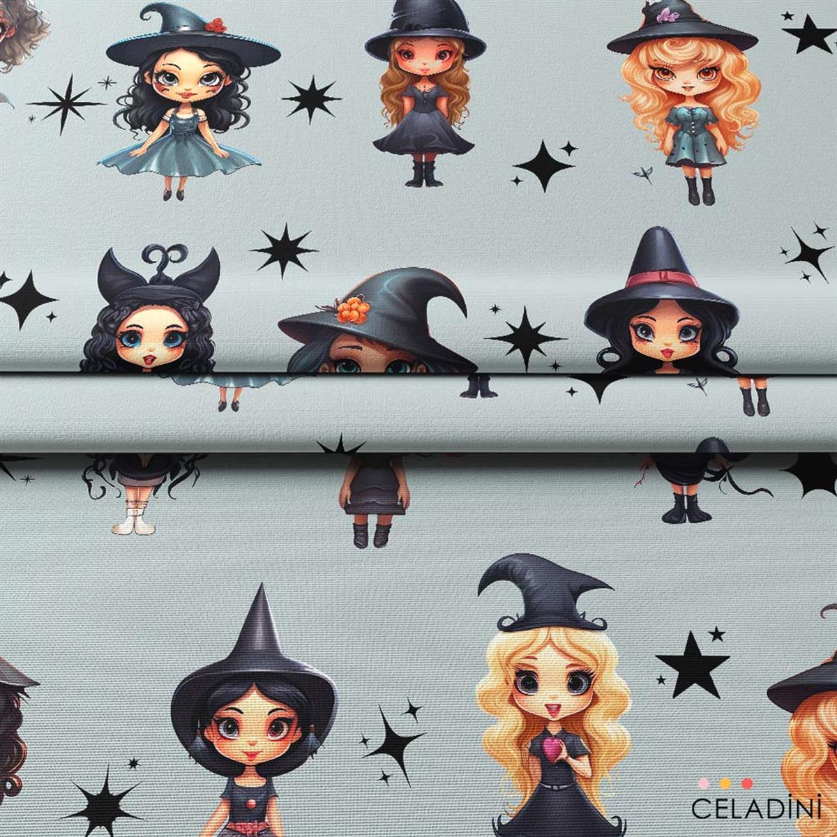 Tatlı Cadılar - Halloween Desenli Kumaş
