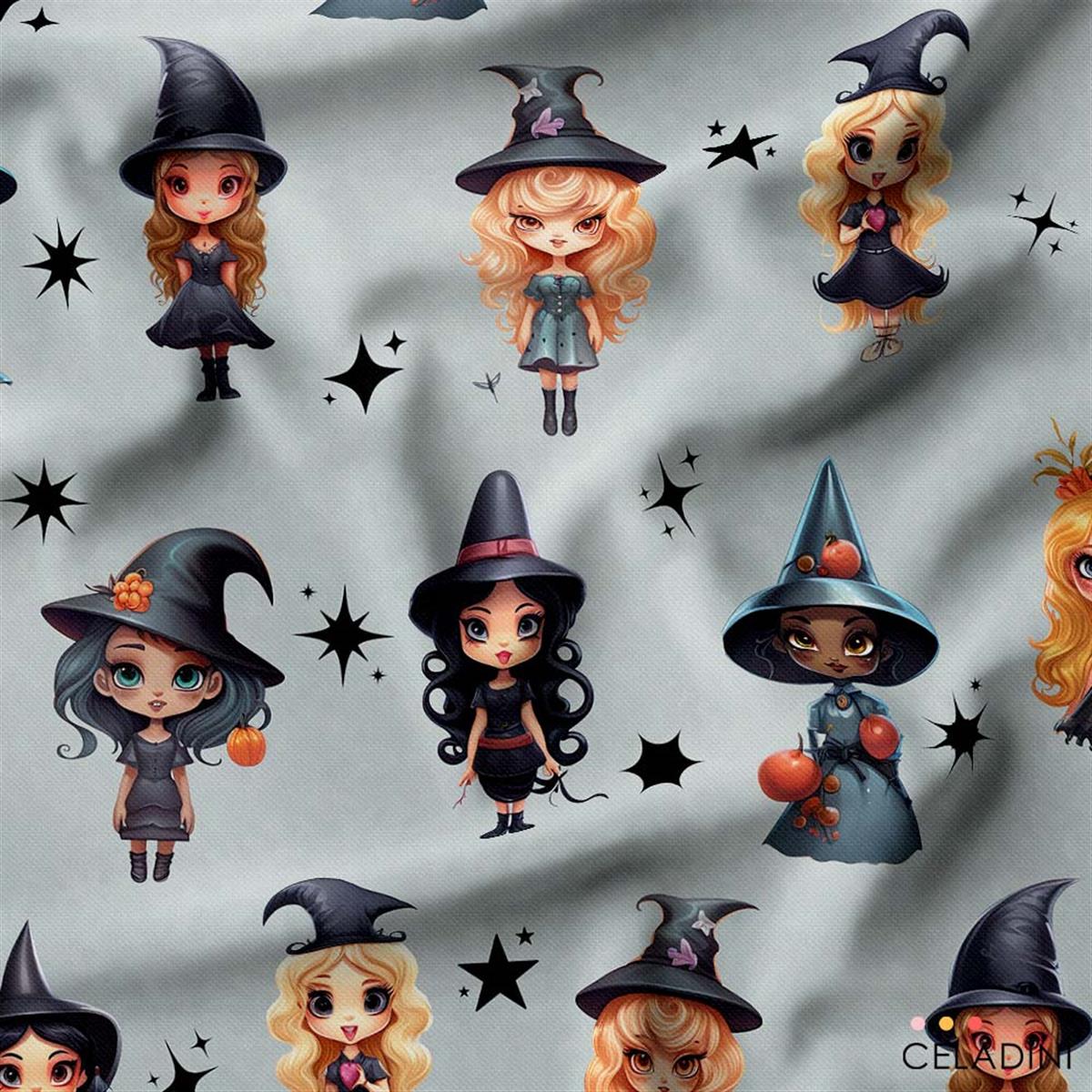 Tatlı Cadılar - Halloween Desenli Kumaş