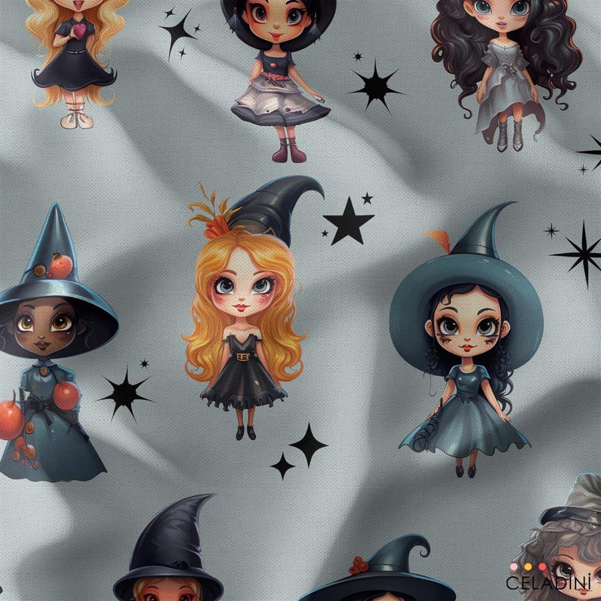 Tatlı Cadılar - Halloween Desenli Kumaş