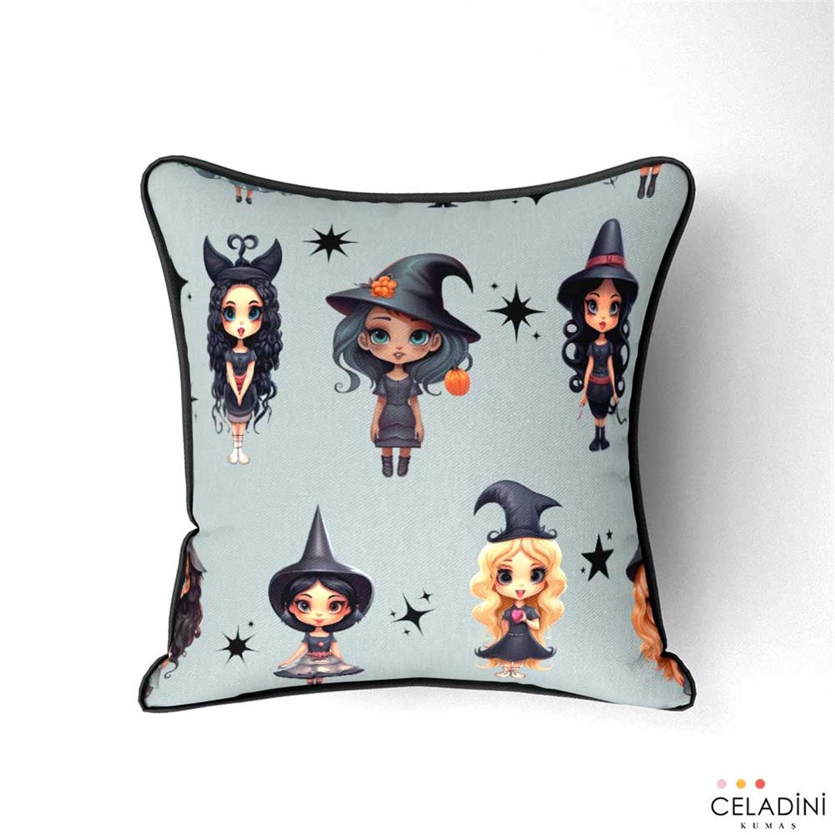 Tatlı Cadılar - Halloween Desenli Kumaş