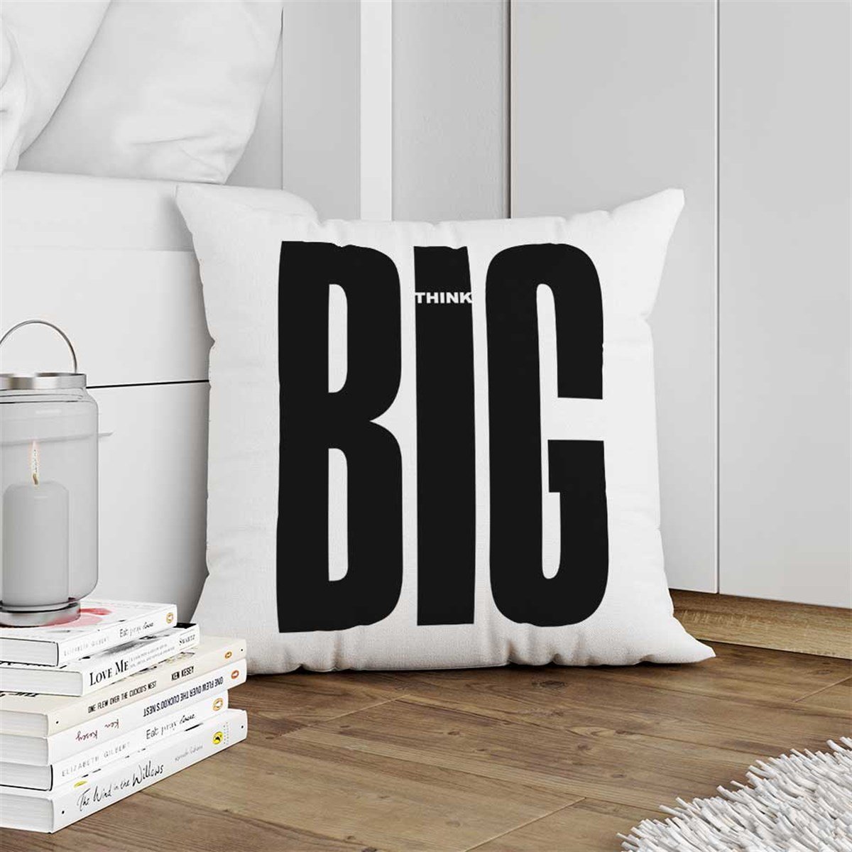 Think Big Yazılı Kırlent Kumaşı