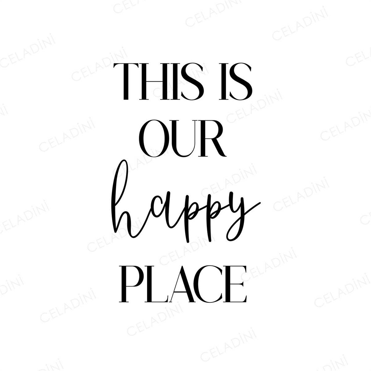 This is Our Happy Place Yazılı Kırlent Kumaşı