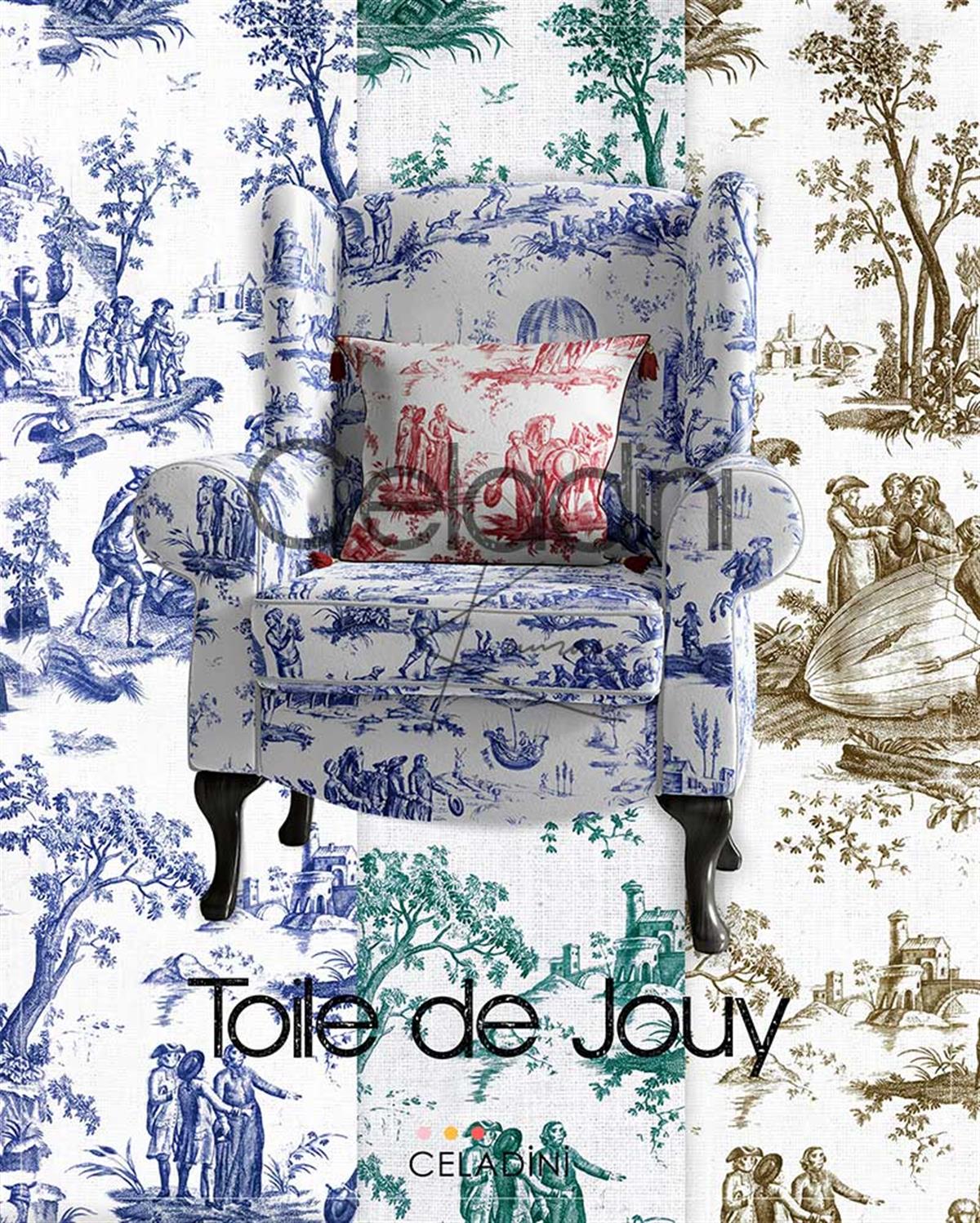 Toile de Jouy Desenli Kumaş (Kırmızı)