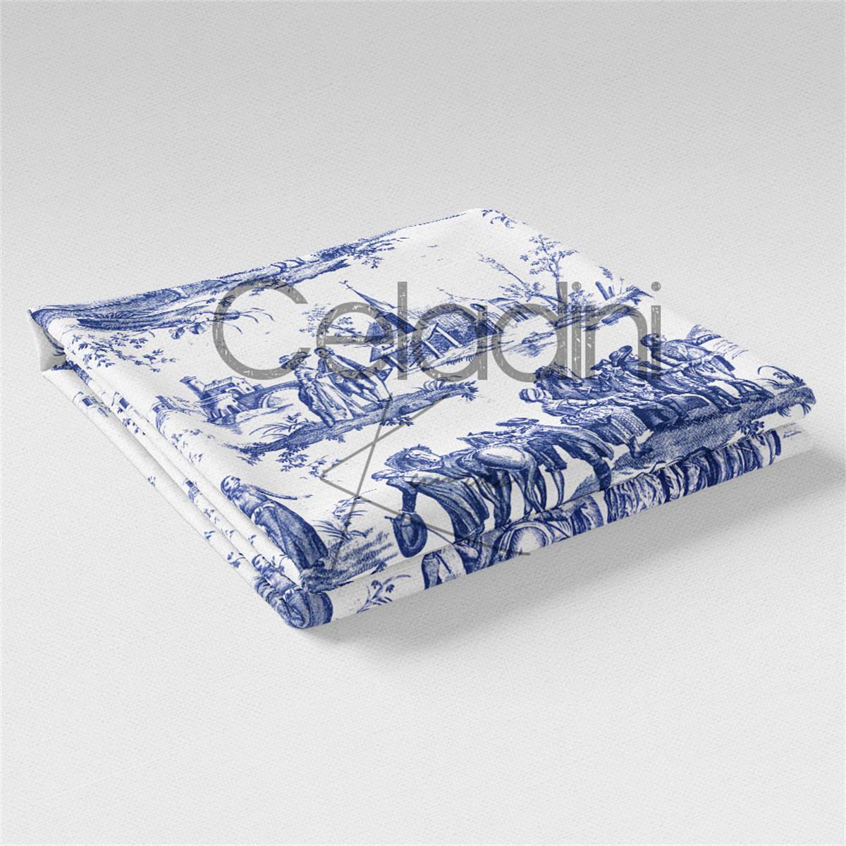 Toile de Jouy Desenli Kumaş (Lacivert)