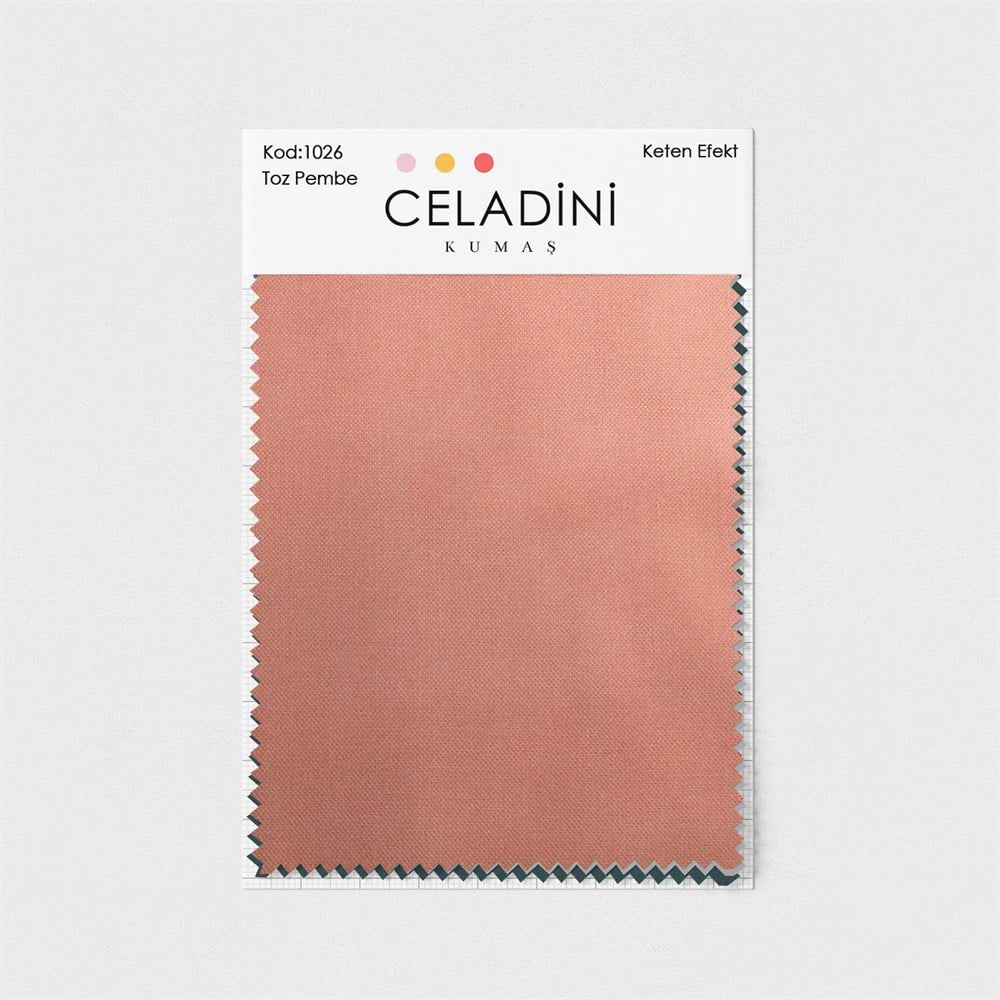 Toz Pembe Keten Efektli Düz Renk Kumaş
