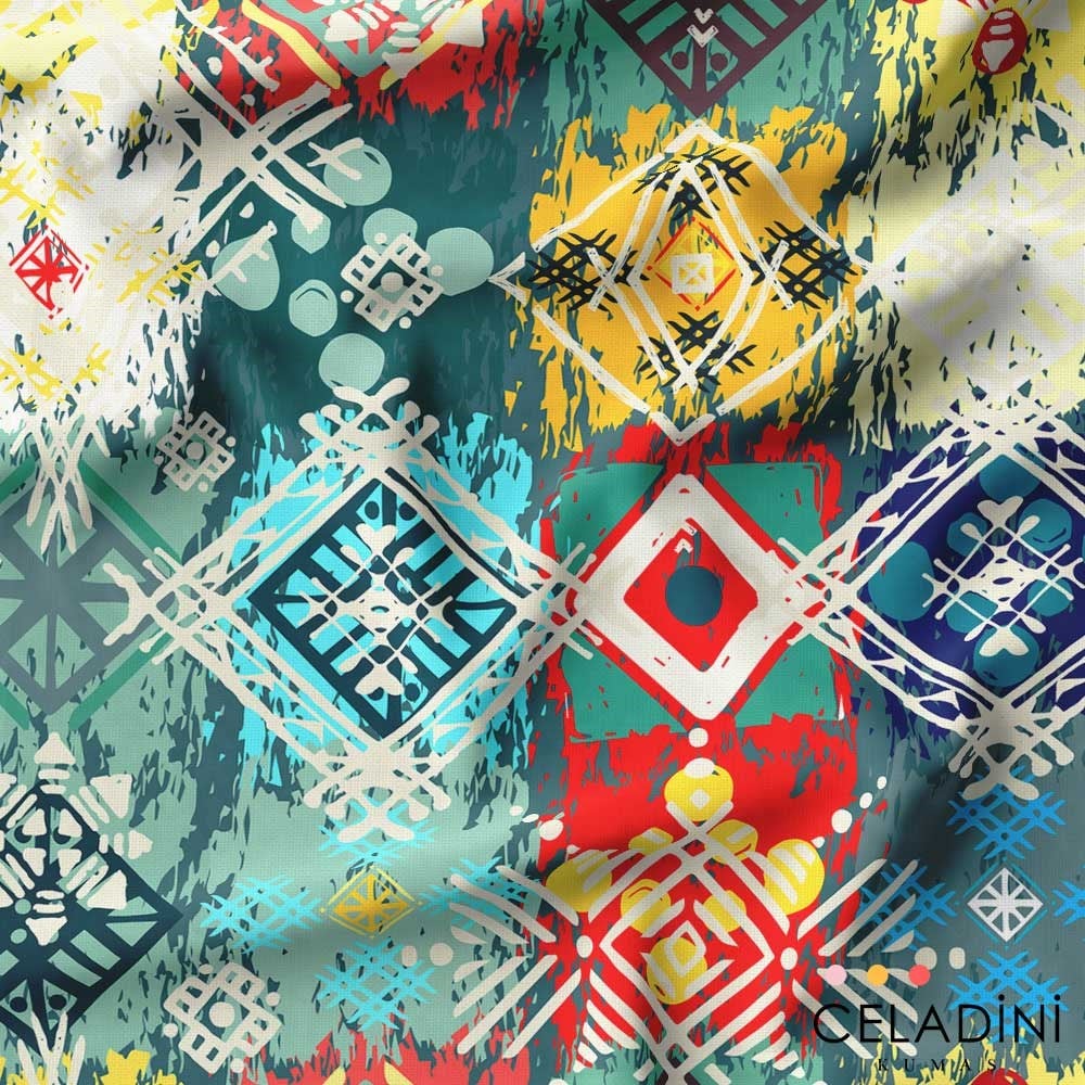 Tribal Kilim Desenli Kumaş