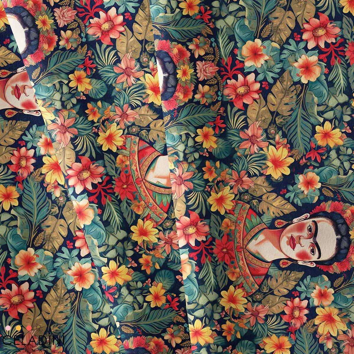 Tropikal Frida Kahlo Pop Art Kumaş